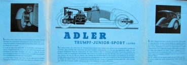 Adler Trumpf Junior 1 Litre Sport Modelprogram 1936 Carbrochure (8694)